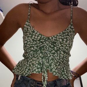 green scrunch top